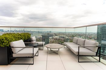 Resident rooftop with city views
